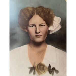 Hand Tinted Framed Photograph Young Woman Tennessee 19x15" w Frame